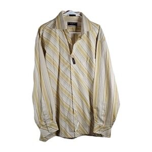 NWT Versa by Marc Seroya Dress Shirt Size Large sleeves 34/35 Yellow Stripe